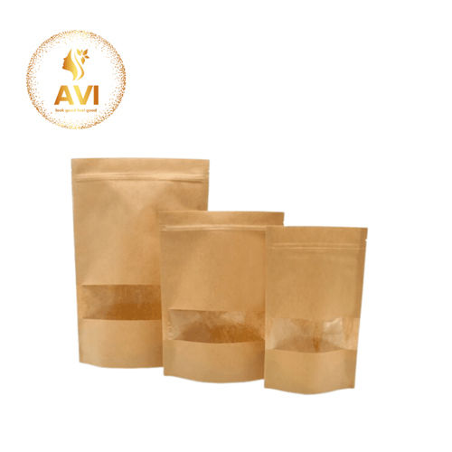 5X8Inch Kraft Brown Paper Standy Zip Pouch Hardness: Soft