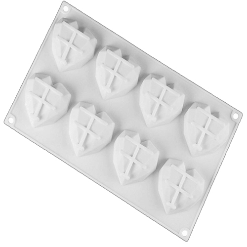 Silicon Mold Diamond Cut Heart 8 Cavity