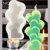 Silicon Mold Candle Heart Stacked - Silicon Material, White Color | Long Working Life, Perfect For Candle Making