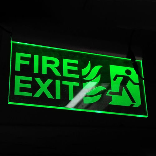 ISO Certified Green Fire Exit LED Night Glow Signage Board Made