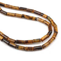 Natural Wood Tigers Eye Loose Beads - 5mm Pipe Shape, Brown Color, 5 Grams Each | Elegant Jewelry Making Essentials
