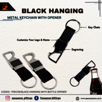 Black Hanging Metal Keychain With opener