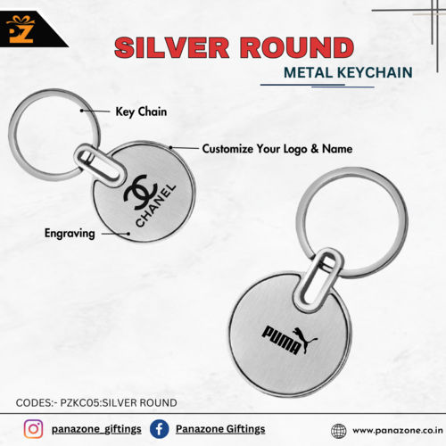 Silver Round Metal Keychains