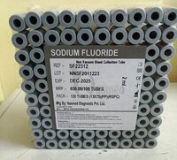Glucose Tube - Plastic, Gray Color | Sodium Fluoride-coated, Sterile Vacuum Blood Collection For Blood Glucose Testing, Single-use, Portable, Shelf Life: December 2025