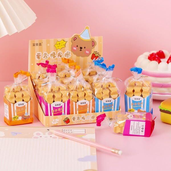 FRENCH FRIES SHAPE FANCY ERASERS (PACK OF 6)