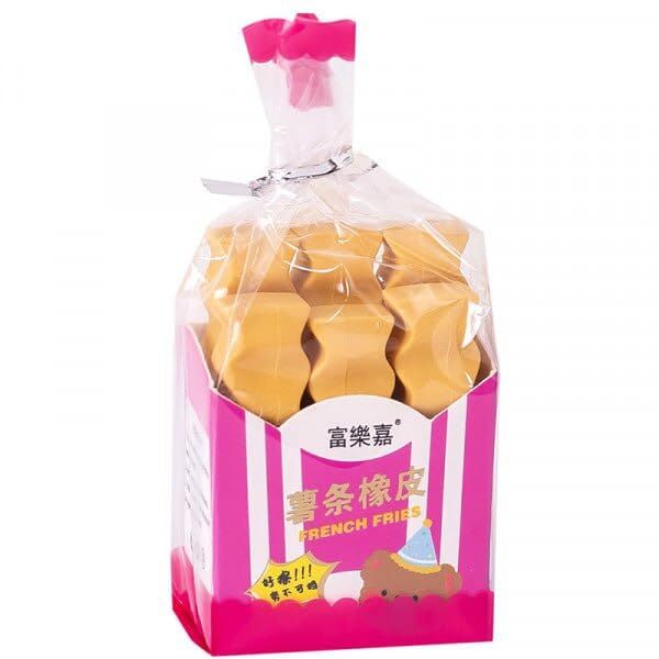 FRENCH FRIES SHAPE FANCY ERASERS (PACK OF 6)