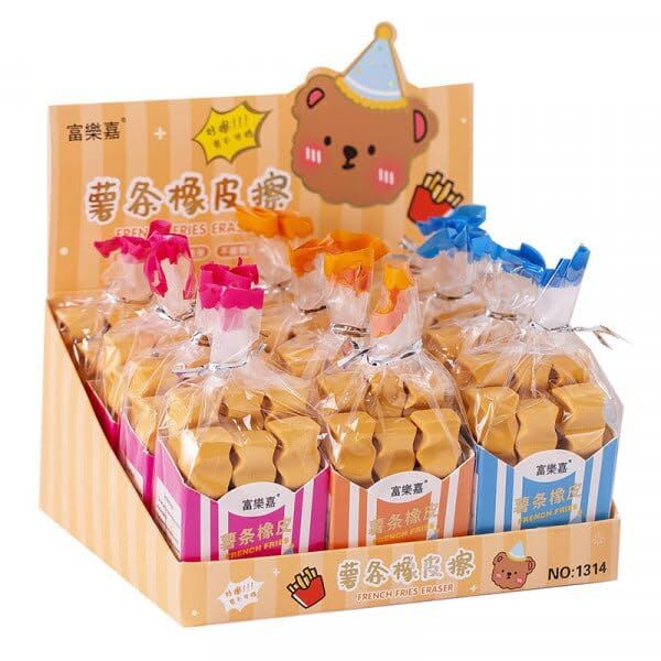 FRENCH FRIES SHAPE FANCY ERASERS (PACK OF 6)