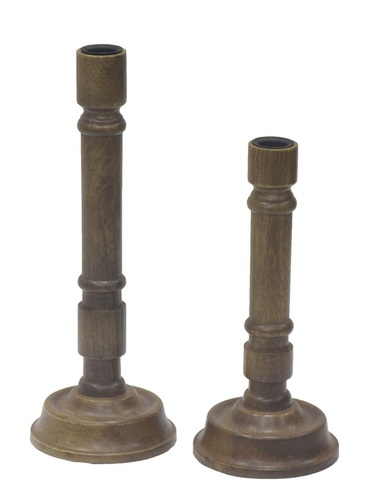 Set of 2 Wooden Candle Holder