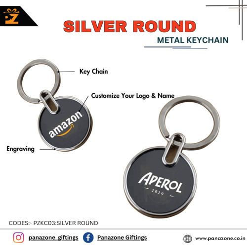 Black Round Metal Keychain