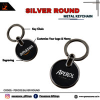 Black Round Metal Keychain