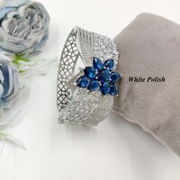 Bridal Designer American Diamond Bracelet - High-quality Brass, Openable Size, Stunning White Polish | Elegant For Weddings, Engagements, Anniversaries, Parties, Thoughtful Gifts
