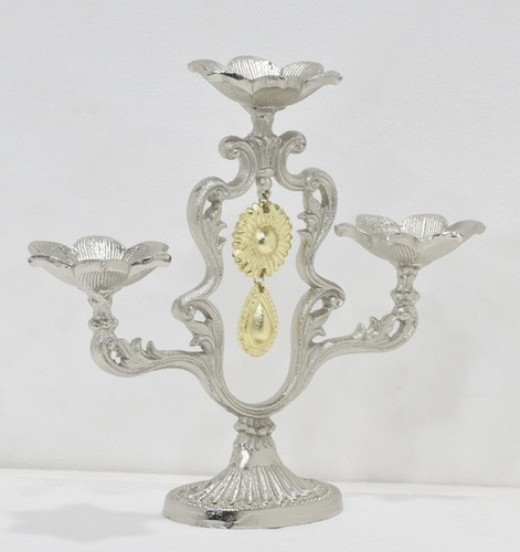 Aluminium Candle Holder With Silver & Gold Plated