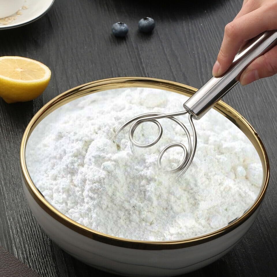 KITCHEN STAINLESS STEEL DOUGH FLOUR WHISK
