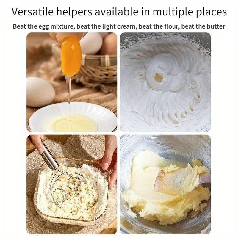 KITCHEN STAINLESS STEEL DOUGH FLOUR WHISK