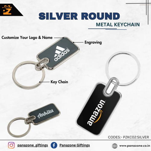 Black Silver Metal Keychain