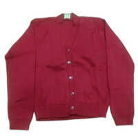 Ladies Red Woolen Cardigan - Wool Fabric, Stylish Design | Comfortable Fit For Women, Perfect For Layering And Seasonal Wear
