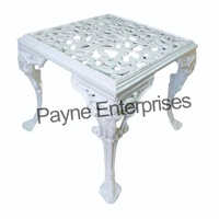 White Cast Iron Table - 90x90 Cm | Antique Hand Made Design, Powder Coated Finish