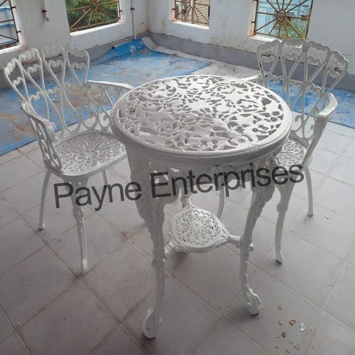 White Cast Iron Dining Table Chair Set