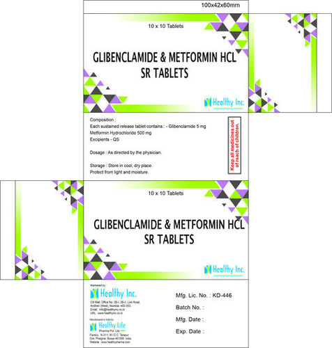 Glibenclamide 5mg + Metformin Hydrochloride Sr 500mg Tablets at Best ...