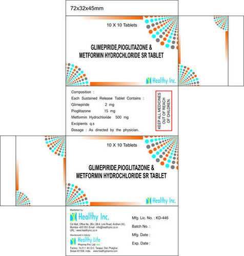 Glimepiride 2mg + Pioglitazone 15mg + Metformin hydrochloride 500mg SR tablet