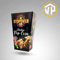 Chicken Popcorn Packaging Box Manufacturer And Supplier - Paper, Customized 4x4 Inch, Black, Glossy Lamination, Uv Offset Printing, Rectangular Design | Eye-catching With Nutritional Info, Ingredients List, And Cooking Instructions