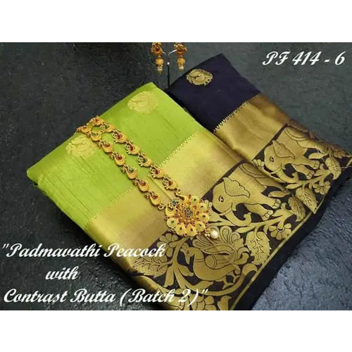 Green Kanjivaram Padmavati Butta Tussar Silk Saree