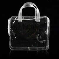 Pvc Button Bags With Handle - Transparent Pvc Material, 1 Kg Capacity, Flexiloop Handle, Ideal For Apparel Storage & Transport