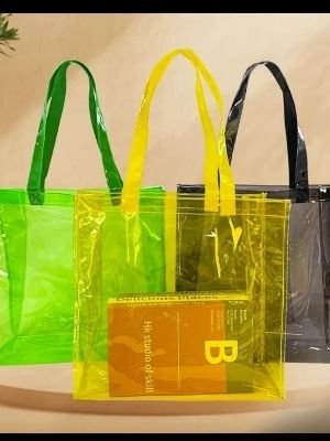 Clear Tote Bags Friendly Purse Shoulder Handbag Pvc Transparent Plastic Pouch Design: Printed