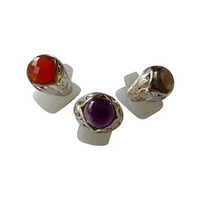 Carnelian Amethyst And Smoky Quartz Rings - Shape: Round