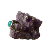 Chalcedony And Amethyst Ring - Shape: Round