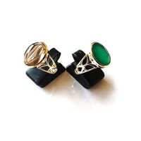 Smoky Quartz Green Onyx Stone Ring - Shape: Round