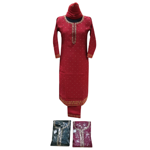 Estela Women Jaqured Straight Kurta And Salwar With Dupatta Set