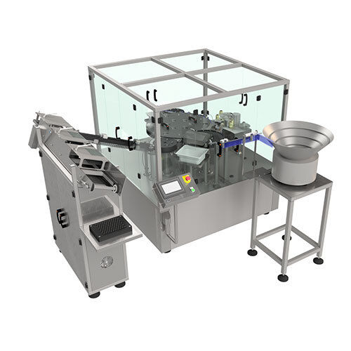 DE NESTER PLUNGER ROAD INSERTION And STICKER LABELING MACHINE