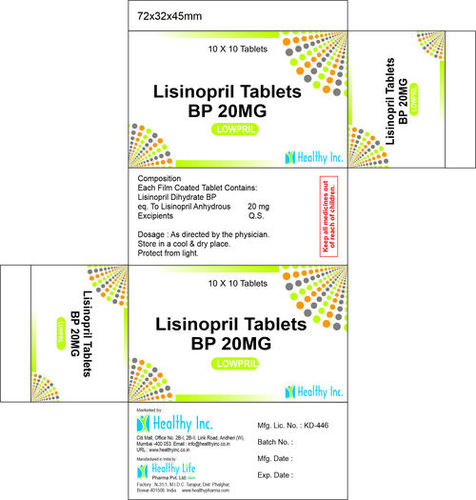 Lisinopril tablet 20mg