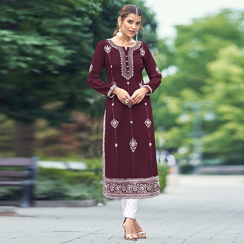 Ladies Pure Rayon Viscos With Lakhnawi Stich Kurti