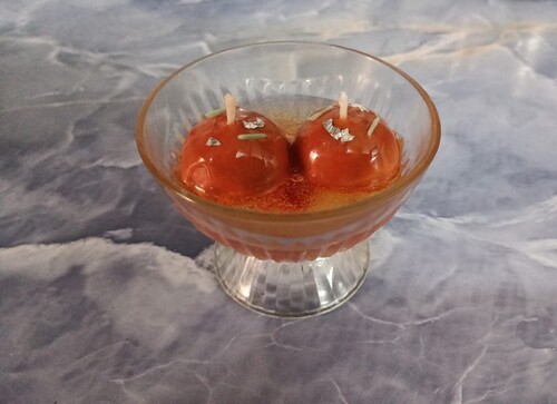 Gulab Jamun Dessert Candle - Natural Soy Wax, 1.5 Inch Votive, Multicolour | Handmade Scented Candle for Home Decoration