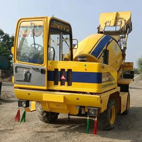 Yellow Semi-Automatic Concrete Mixer Machine