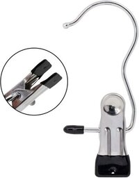 Cloth Hanger Clip Hook 1 Pc - Polypropylene Plastic And Stainless Steel, 7.5 Cm, Multi-color | Serrated Anti-slip Jaws, Rust Resistant, Weather-resistant, Recyclable