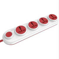 4 Sockets Electric Power Strip - 220v, 6a Output, White/red | Versatile Power Solution For Home, Office, Commercial Use With 1 Switch And Warranty