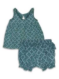 HONEST BABY GIRLS GREEN AOP SHORTY SET - Cotton Blend, 3M to 18M Size, A30479A Style | Soft, Lightweight, Trendy AOP Design for Everyday Wear