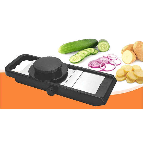 GANESH ADJUSTABLE PLASTIC SLICER, 1-PIECE, BLACK / SILVER