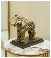 Brass Antique Finish Figure Elephant - Dimension (l*w*h): 14x9x14.5 Inch (in)
