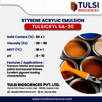 Tulsicryl Sa-90 - Styrene Acrylic Emulsion 50% ,  Solid Content: 130-80%, Viscosity: 18-10 Ps, Mfft: 18â°c, Ph: 10 | Ideal For Interior And Exterior Applications, Excellent Pigment Loading