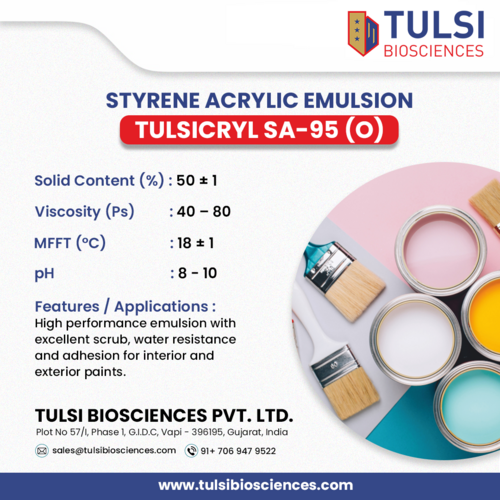 TULSICRYL SA-95(O) - Styrene Acrylic Emulsion | High-Performance, Excellent Scrub, Water Resistance, Adhesion for Interior & Exterior