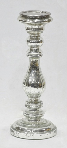 Glass Candle Holder Silver Antique