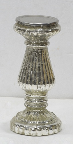 Decorative Glass Candle Holder With Silver Antique