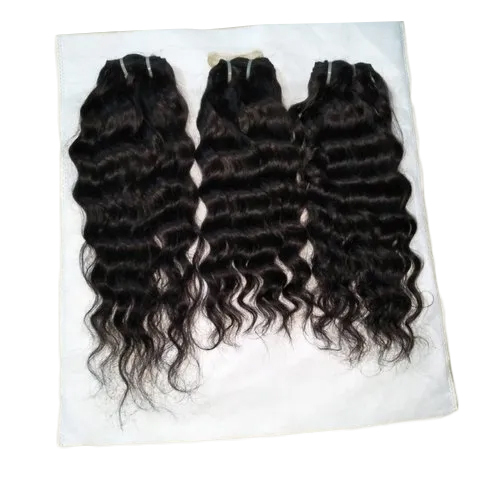 Glossy Look Steam Curly Black Indian Hair