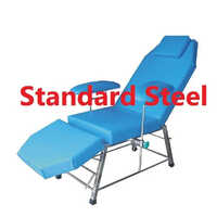 Blood Donor Chair - Stainless Steel, 165l X 45w X 60h Cm | Manual Adjustable Back Rest And Leg Rest, Height Adjustable Arm Rest, Comfortable Pu Foam Surface