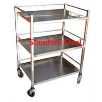 Surgical Instrument Trolley - Stainless Steel, 75l X 60w X 100h Cm, 3 Shelves With Ss Railings, 4 Durable Castors