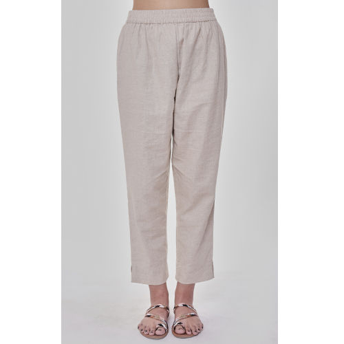 Off White Beige Waist Elasticated Straight Pant